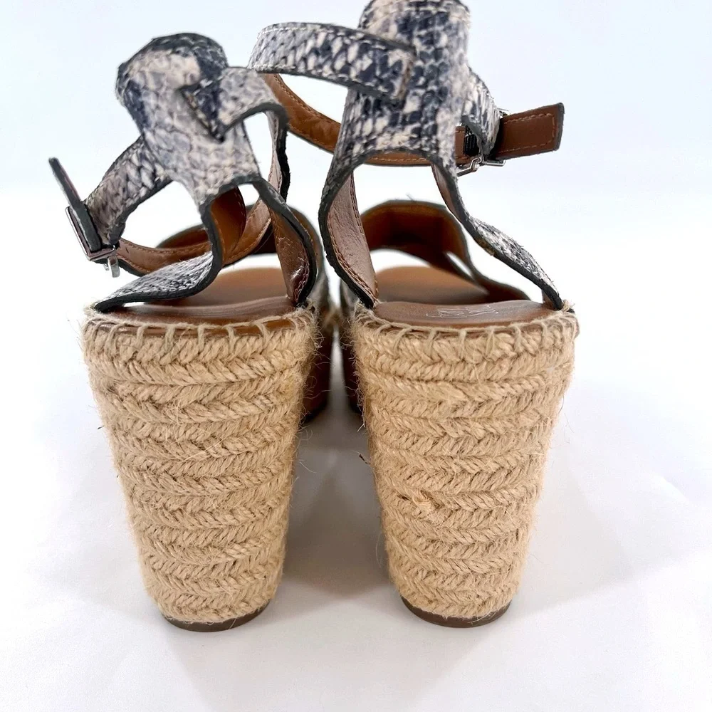 FRANCO SARTO Talya Espadrille Wedge Sandal Snake print size 9.5 M